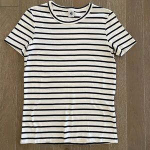 Petit Bateau Navy and White Striped Tee